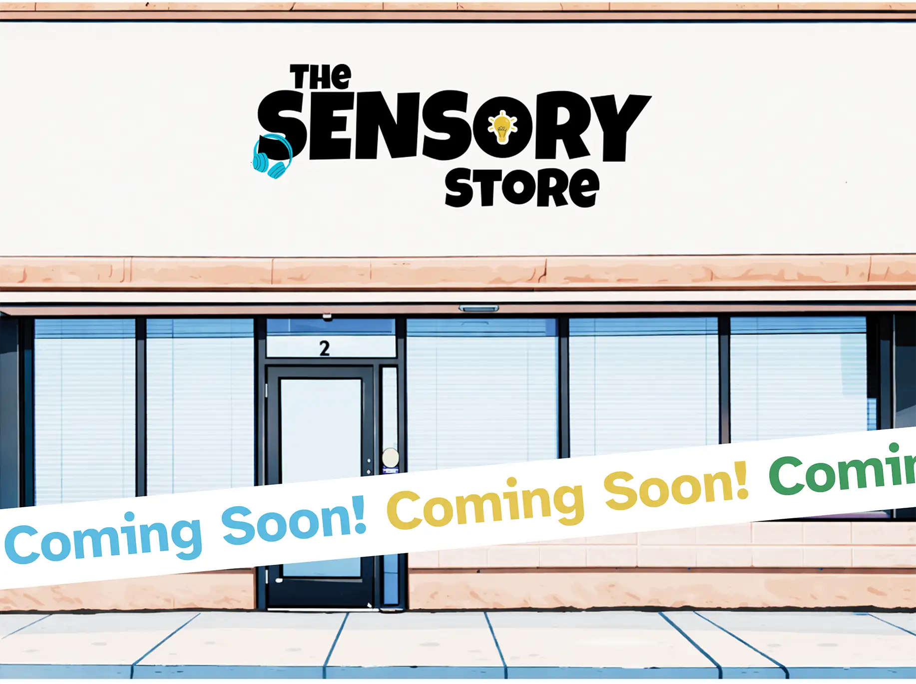 architect's rendering of the sensory store with a "coming soon" banner