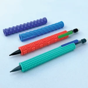 4 colorful silicone pencil gidgets and 2 mechanical pencils