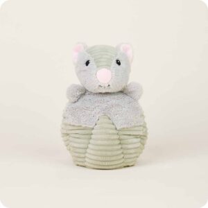 Armadillo stuffie with pink nose and two different textures fur