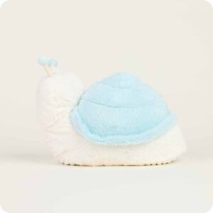 side view shows baby blue snail shell