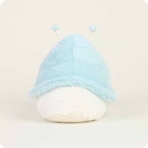 back view shows baby blue snail shell