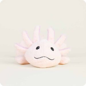 Light pink Axolotl stuffie with 6 gills and black embroidered eyes and smile