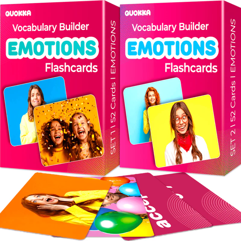 emotions flash cards show people showing and emotion with the name of the emotion on the other side
