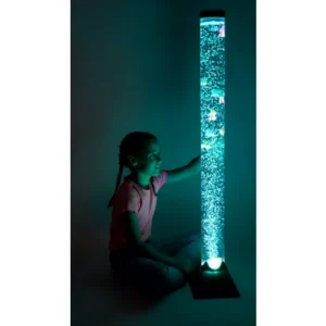 tube glowing teal in the dark