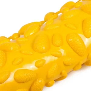 yellow mat is rolled up and has water drop texture