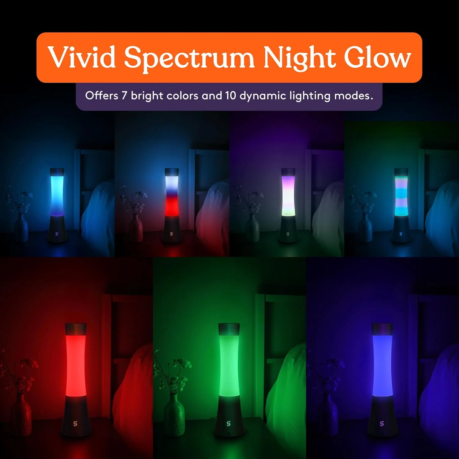 vivid spectrum night glow in different colors like blue, green purple, red and blue