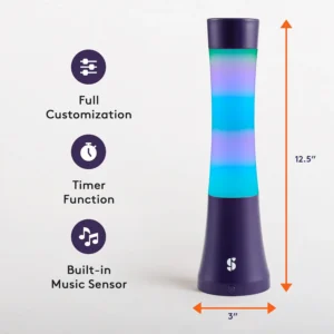 full customization, timer function, built in music sensor, 3" wide and 12.5" tall