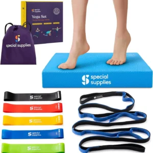 Exercise Resistance Bands, 5 pcs, Yoga Balance Pad, Yoga Stretching Strap and carrying bag