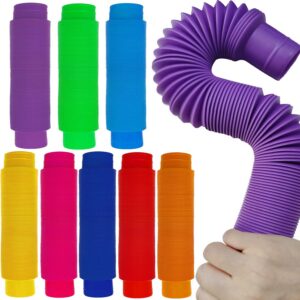 multiple colors of rainbow tubes with accordion folds so tubes can bend