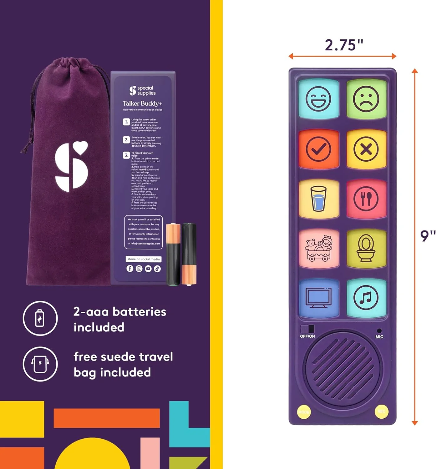 rectangular device with multicolored buttons with icons