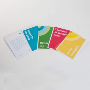 multicolored cards are twosided with prompts