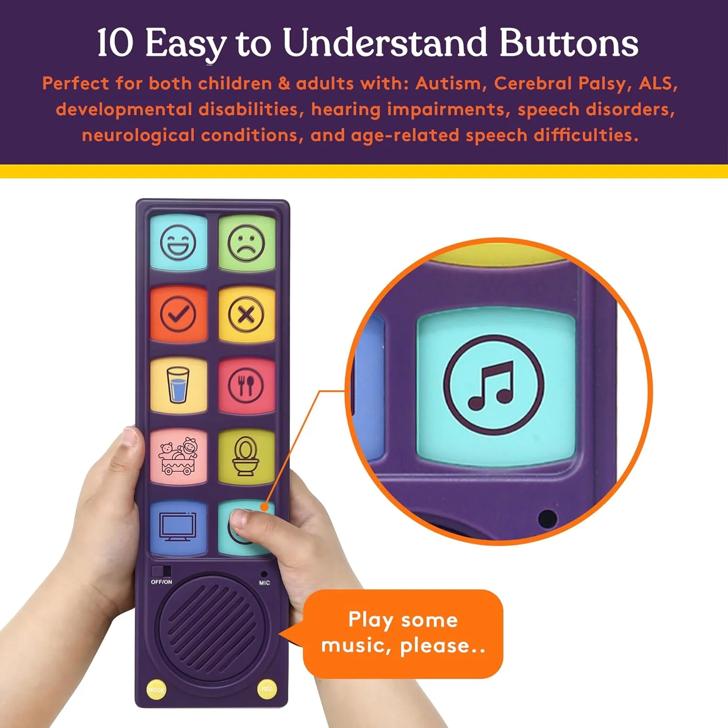 easy to understand buttons have icons