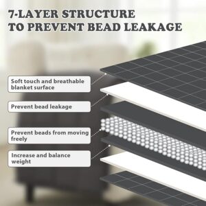 7 layer structure prevents bead leakage, soft and breathable blanket surface, layers to prevent bead leakage, bead movement, and to increase weight