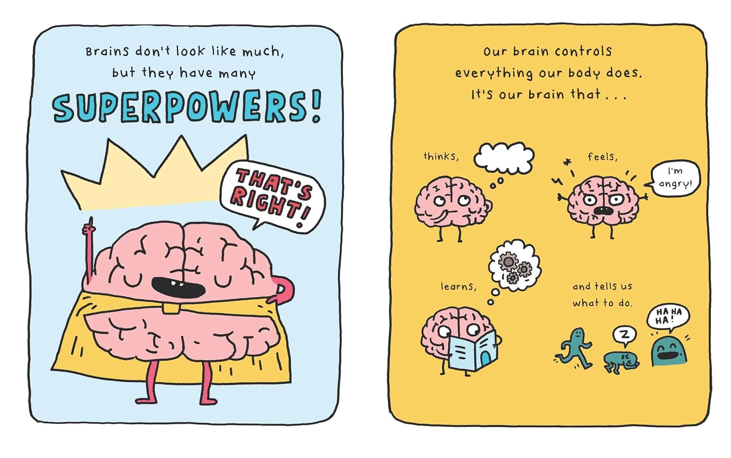 caroon brain wearing a cape showing brains have superpowers