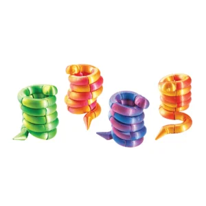 snake fidgets coiled in green, orange, purple colors
