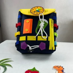 backpack with loops ties and other interactive toys