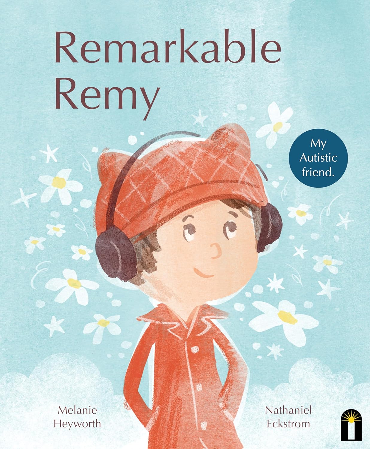 Remarkable Remy book cover - watercolor shows Remy in red coat and hat with earphones on