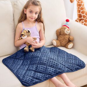 girl with navy blue lap pad that is textured