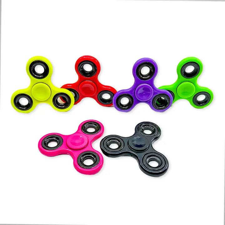 different colors of tri-knobbed fidget spinners