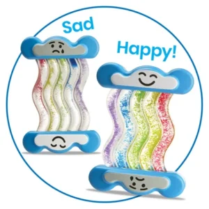 sad cloud and happy cloud on either end