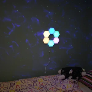 hexagonal light by bed