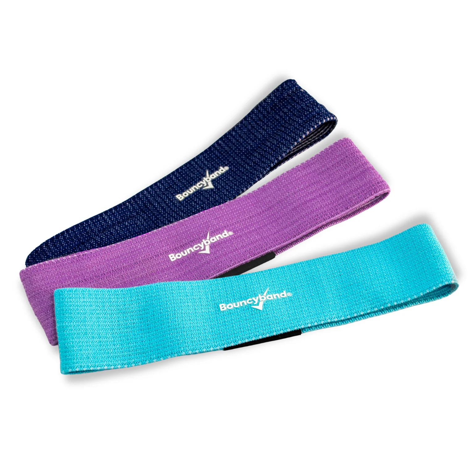 dark blue, purple, teal fidget bands