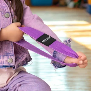 girl stretching the medium purple band