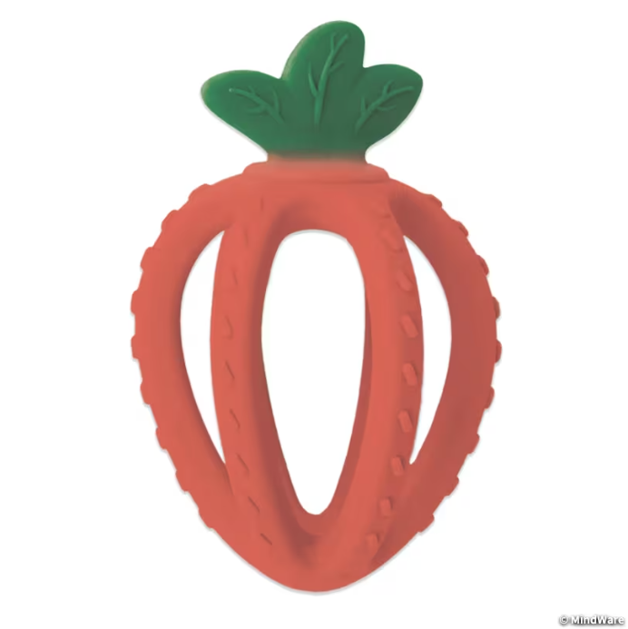 carrot shaped teether is green and orange