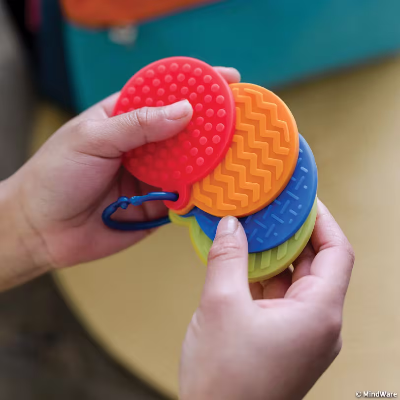 red, orange, blue, yellow and green circles have different textures