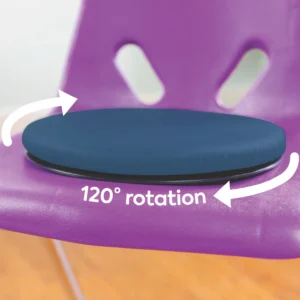 seat cushion on top of school chair, showing 120 degree rotation