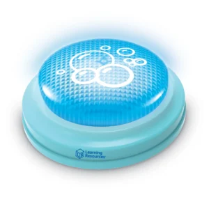 large blue button with bubbles at the top