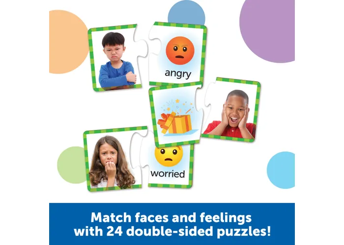 match faces and feelings with 24 double sided puzzles