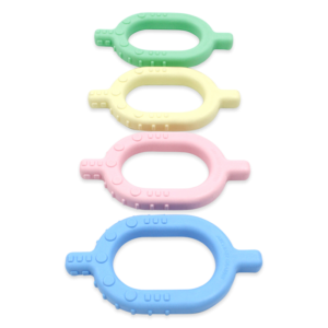 4 pastel colored chews, oval shaped