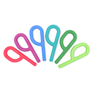 6 different colored P shaped chews