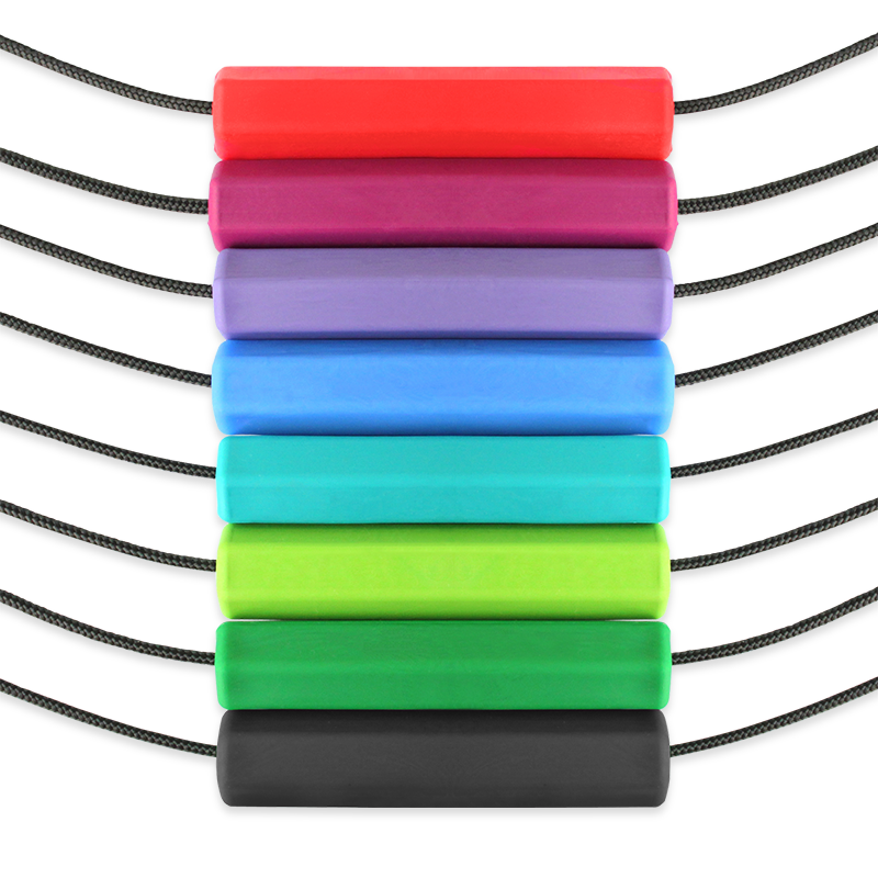 multiple colors of the bite tube necklace