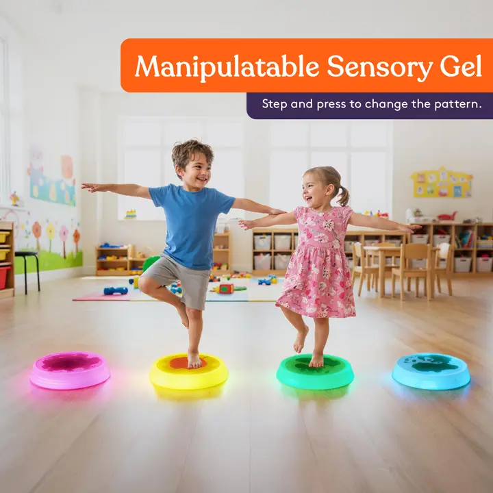 manipulate sensory gel, step and press to change the pattern