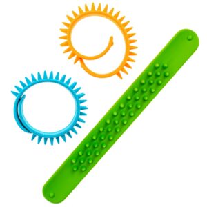 3 spikey snap braceletes, rolled up and stretched out
