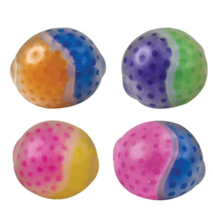 4 two color boba balls have small pearls inside a squish ball