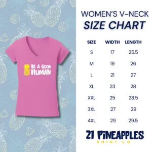 womens size chart - Size S - 17" width, Size M - 19" width, Size L - 21" width, Size XL - 23" width, Size XXL - 25" width