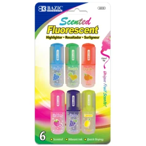 small highlighters in grape, pineapple, orange, strawberry, grape and lemon scents