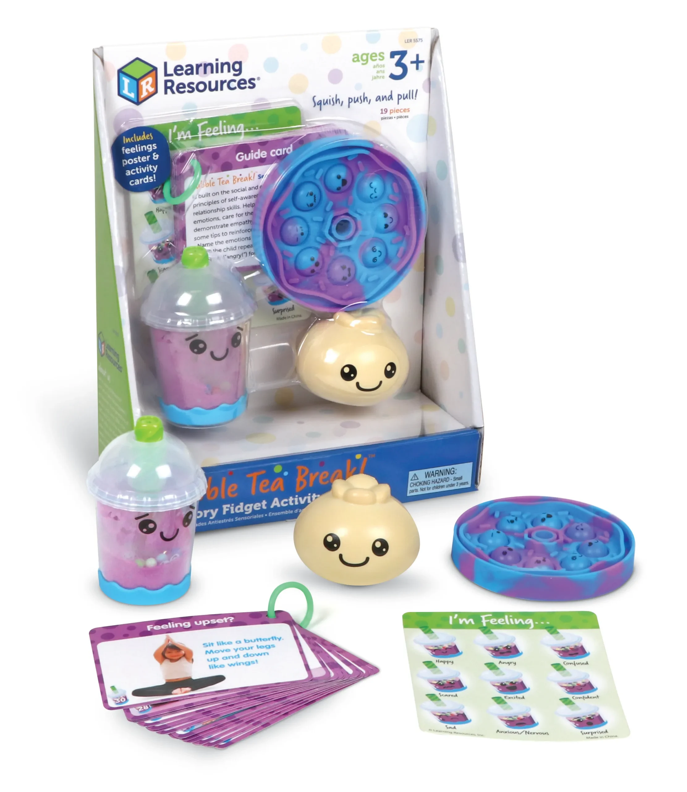 bubble tee shaped toys with illustrated cards