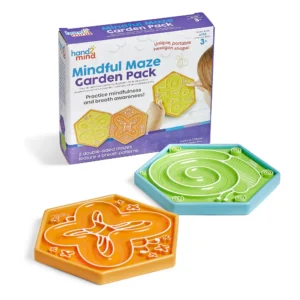 orange butterfly maze on a hexagon shaped tile and a green snail maze shown with box