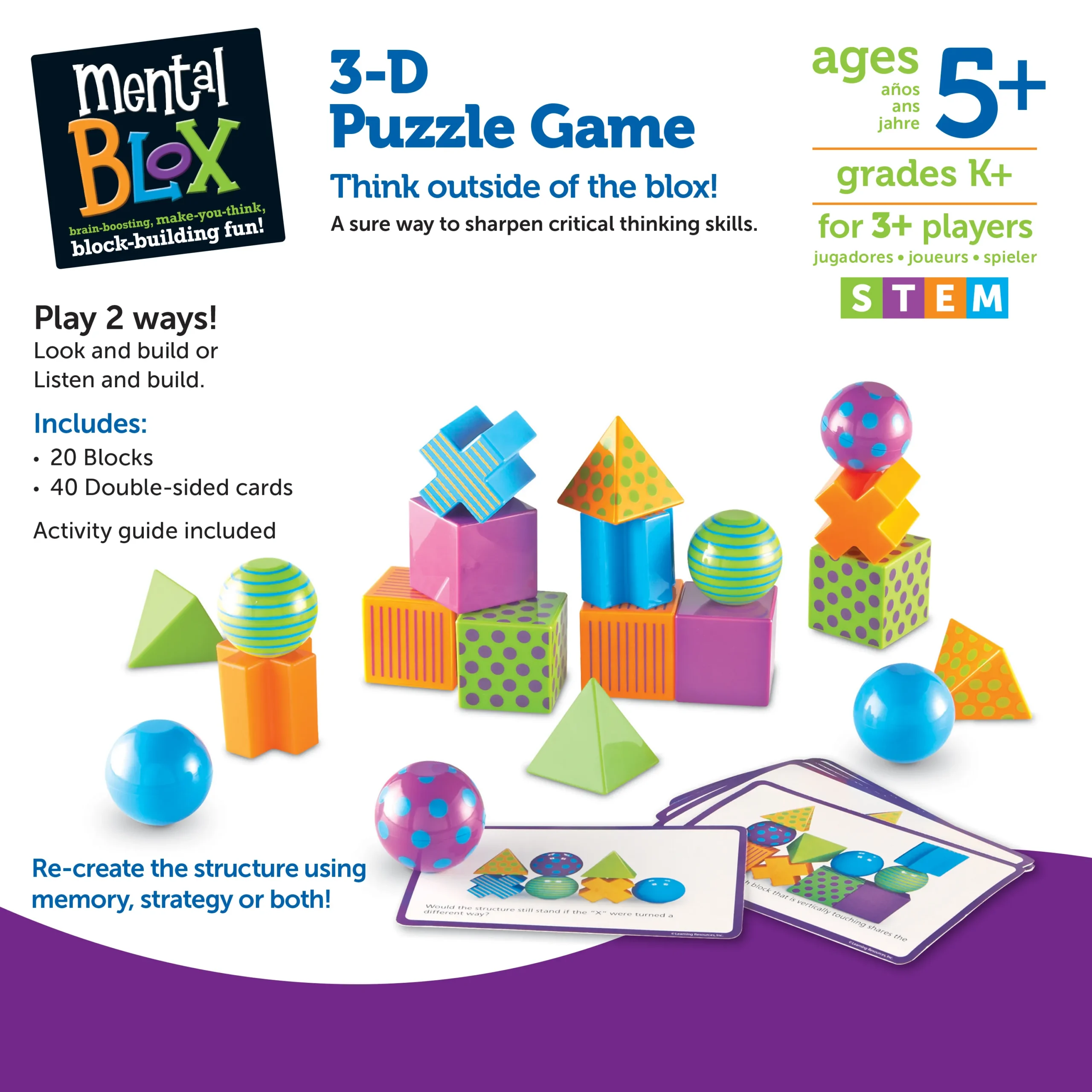 includes 20 blocks and 40 double-sided cards with activity guide