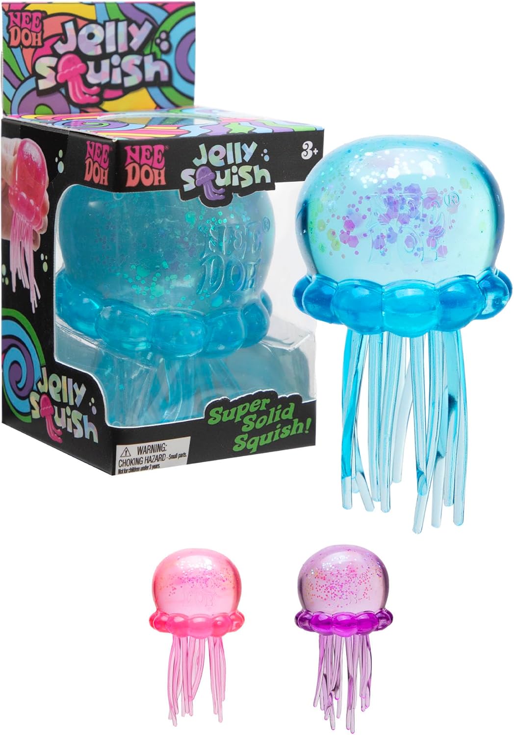 clear jellyfish squishy in blue, pink or purple