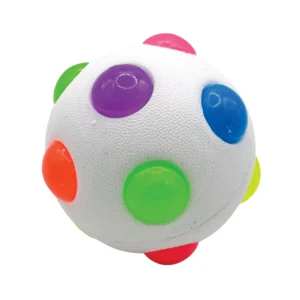 white ball with multi colored dots that light up