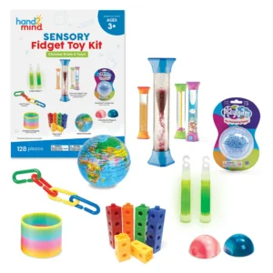 What’s Included: 1 Sensory Fidget Tube (randomly selected) 1 Globe Stress Ball 1 Playfoam® Jumbo Pod (colors may vary) 1 Rainbow Coil Spring 2 Marbleized Poppers (colors may vary) 2 Glow Sticks (colors may vary) 20 PopCubes® 100 Link 'N' Learn® Links Getting Started Tips