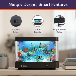 features an on/off switch, calm rotation and a plug and power cable