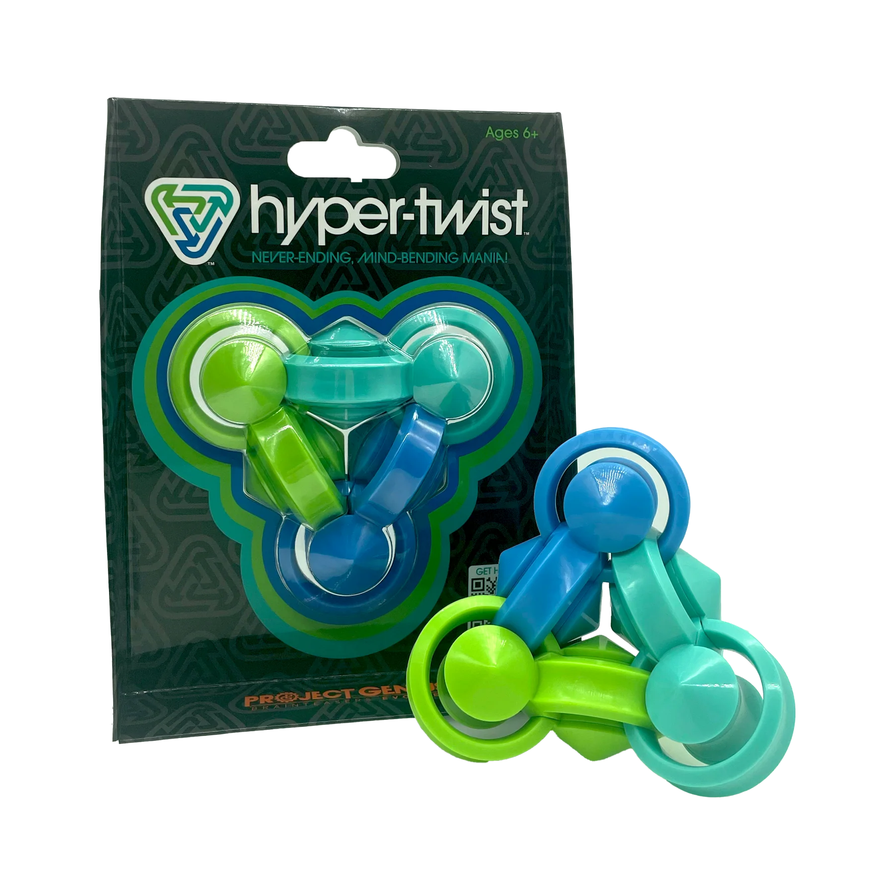 green, blue and teal triangle shaped fidget