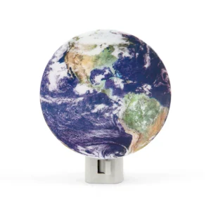round earth nightlight with white base with switch