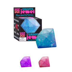jewel shaped squish shown in blue, purple and pink